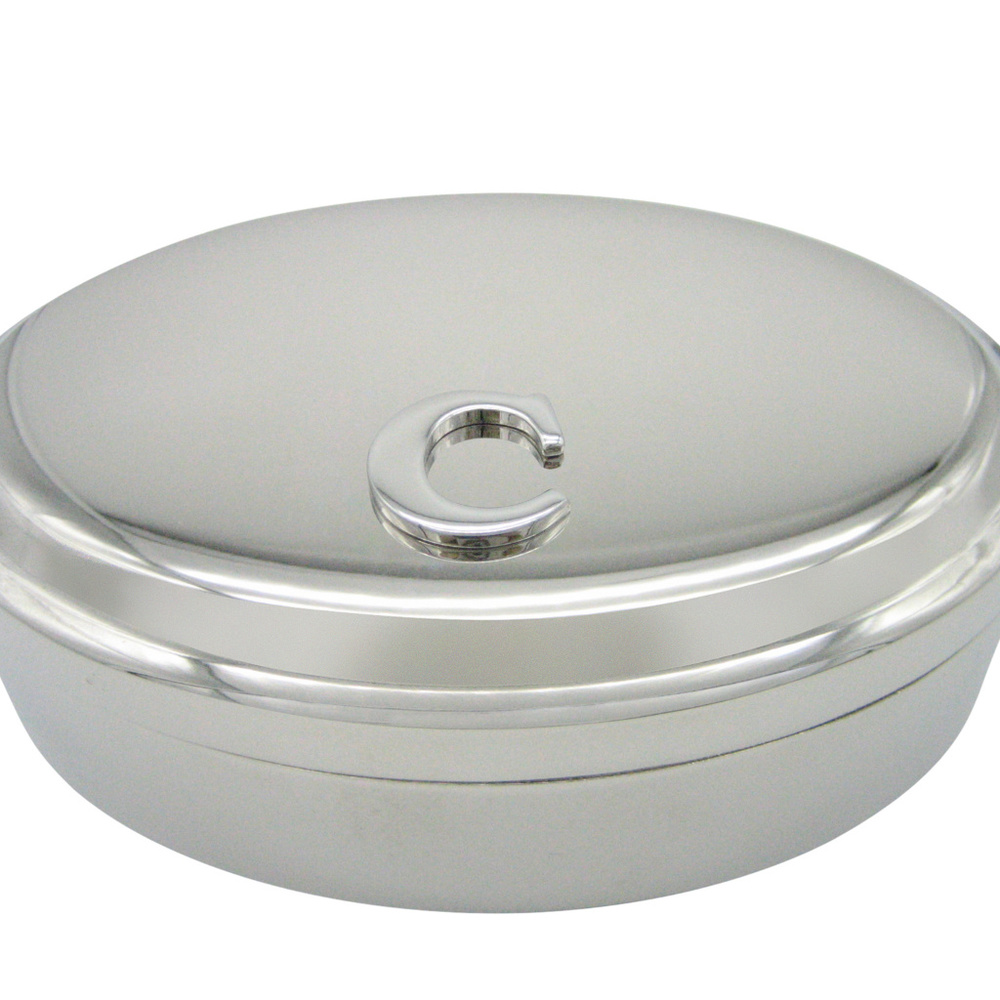 Letter C Monogram Oval Trinket Jewelry Box